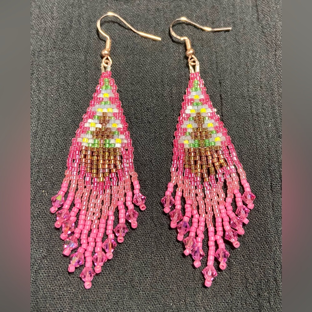 Earthy Pink Beaded Earrings